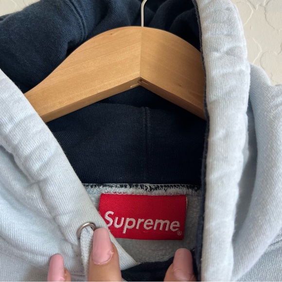 Supreme Contrast Ice Blue two tone Embroidered Hoodie - Picture 7 of 13